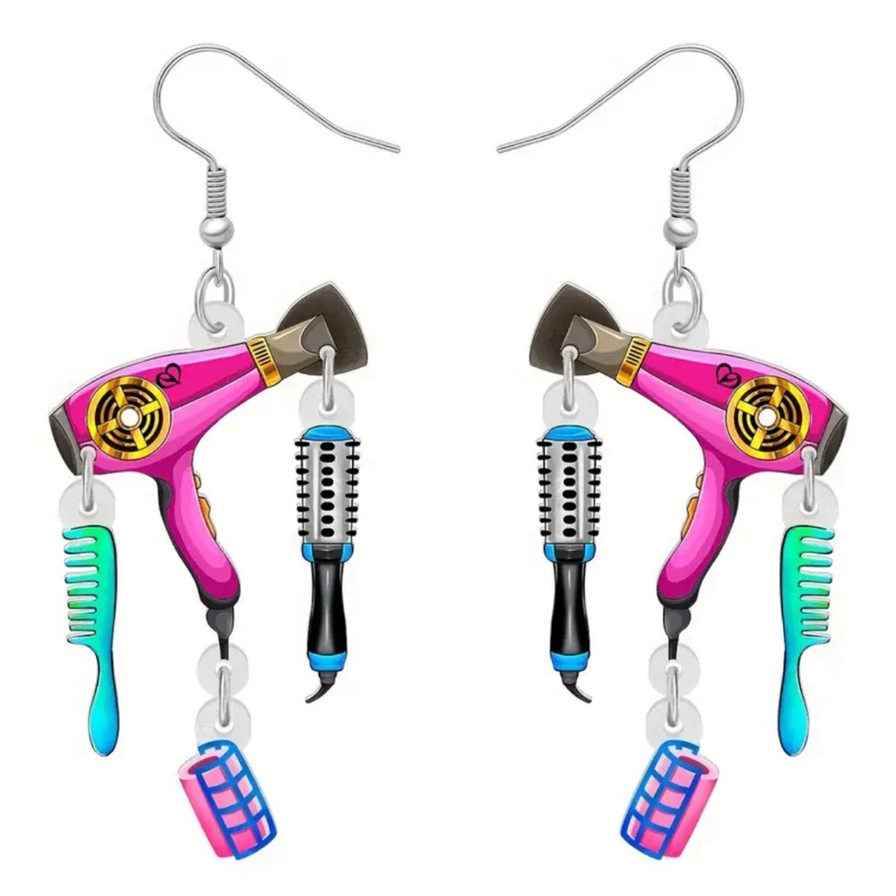 NWT-Makeup Dangling Hair Fashion Design Earrings